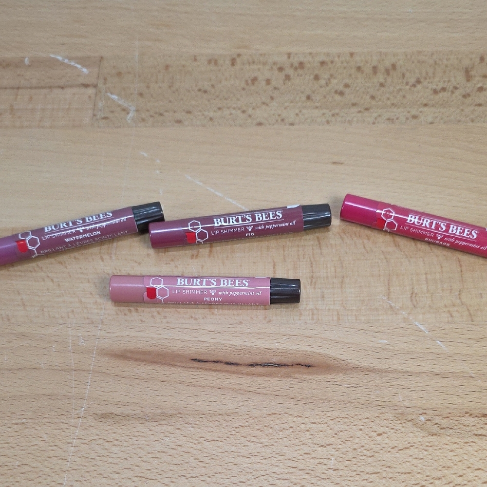 Burt's Bees Lip Shimmer Collection - Red and Pink Hues 4 Colors